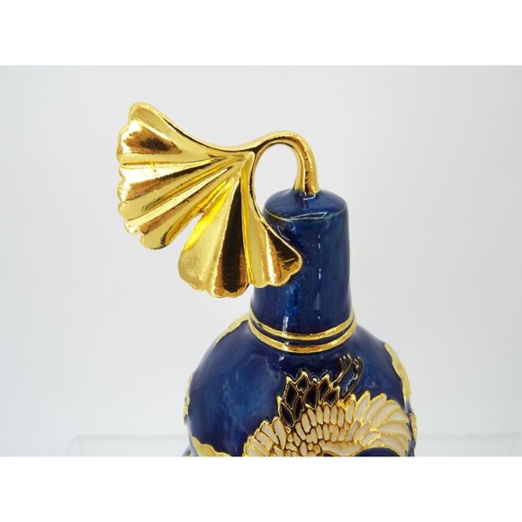 Feng Shui Blue and Gold Wu Lou 6" Calabash Gourd Joyous Cranes - Picture 5 of 10
